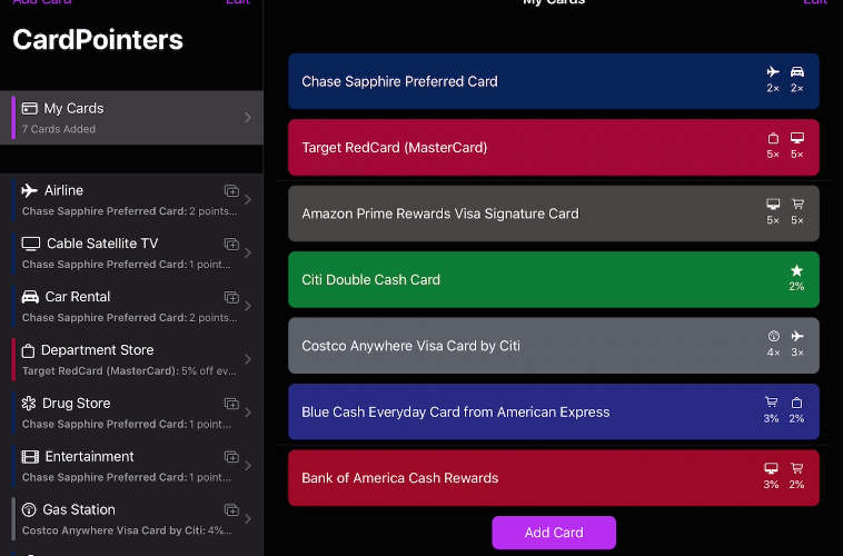 CardPointers - My Cards